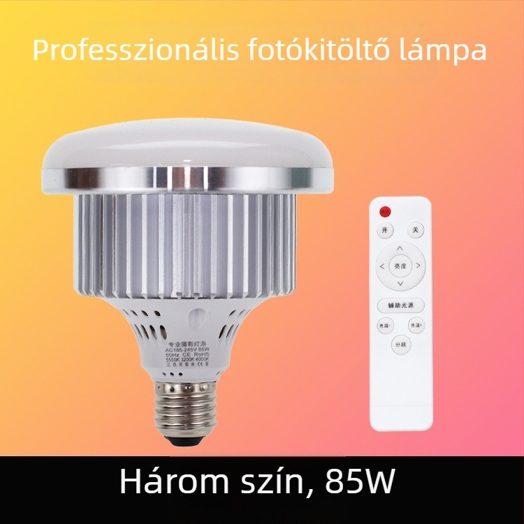 Élő közvetítéshez tervezett professzionális fotózási világítás, E27 alap, 85W, 220V, állítható fényerő
