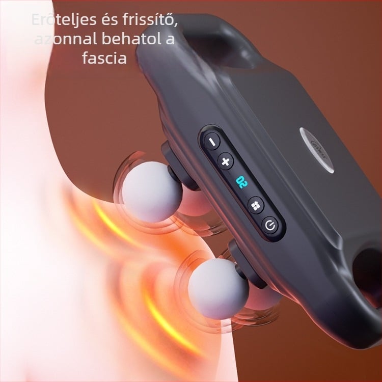 Hatfejes fascia masszírozó készülék, brushless motor, beépített akkumulátor 1200-2000 mAh, LCD kijelző, több sebesség, mély masszázs egész testre