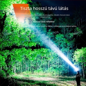 Három LED-es fejlámpa kültéri éjszakai horgászathoz, 30W, 360°-os forgás, 500 m+ fénysugár, beépített lítium akkumulátor