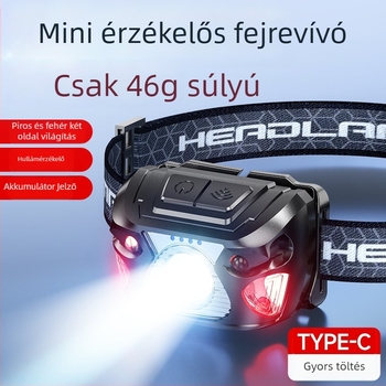 LED fejfény USB-töltéssel, kézi működtetés, hatótávolság 50–100 m