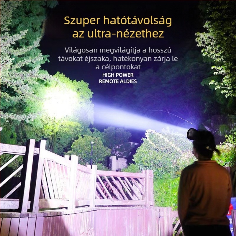 Fejlámpa nagy fényerővel, 5W, 2400mAh, 360° forgás, kézi energiaellátás, töltő mellékelve, éjszakai horgászat és szabadtéri használatra