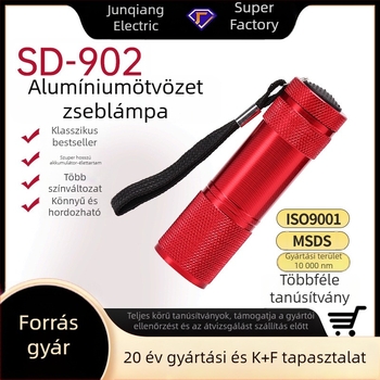 Kézben hordozható alumínium LED zseblámpa, 3×AAA elem, IPX4 vízálló, 30 lm