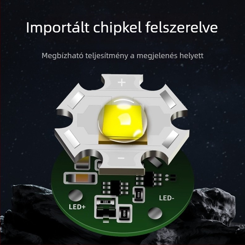 Kézben hordozható alumínium LED zseblámpa, 3×AAA elem, IPX4 vízálló, 30 lm
