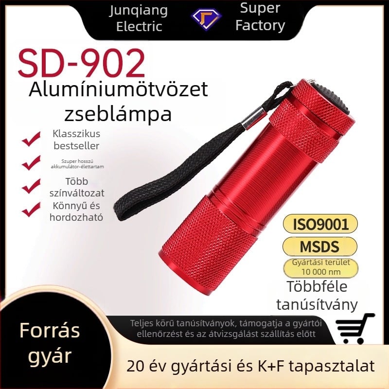 Kézben hordozható alumínium LED zseblámpa, 3×AAA elem, IPX4 vízálló, 30 lm