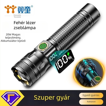 LED zseblámpa alumínium ötvözet testtel, digitális kijelzővel, 10W, 1200mAh akkumulátor, újratölthető