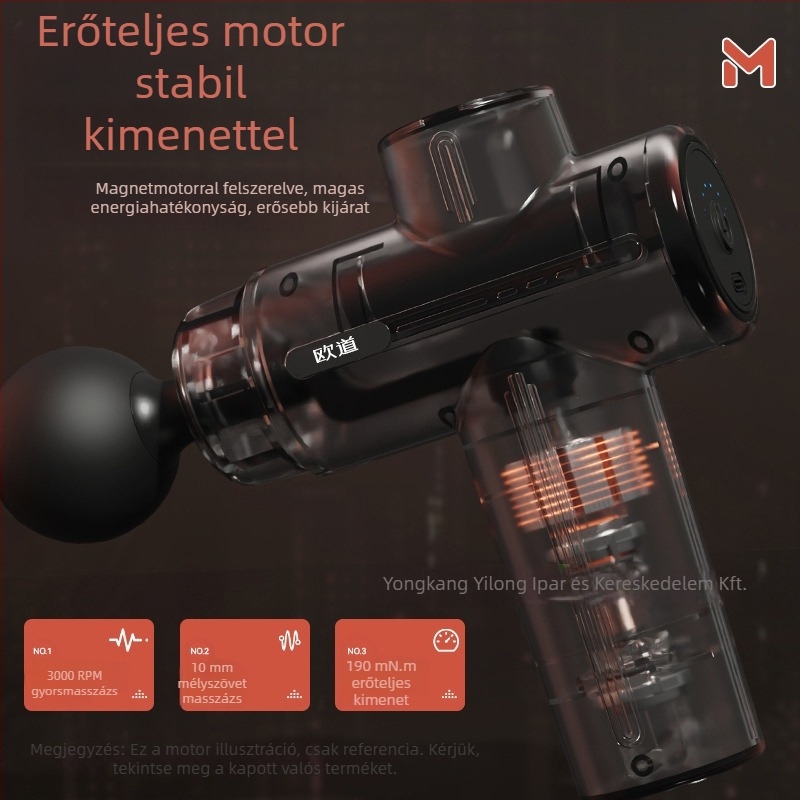 Brushless motoros fascia masszírozó 6 fejjel, professzionális izommasszírozó, 5 fokozatú állítás, hordozható, alacsony zajú, beépített akkumulátor 2000–4000 mAh, 3–6 óra üzemidő