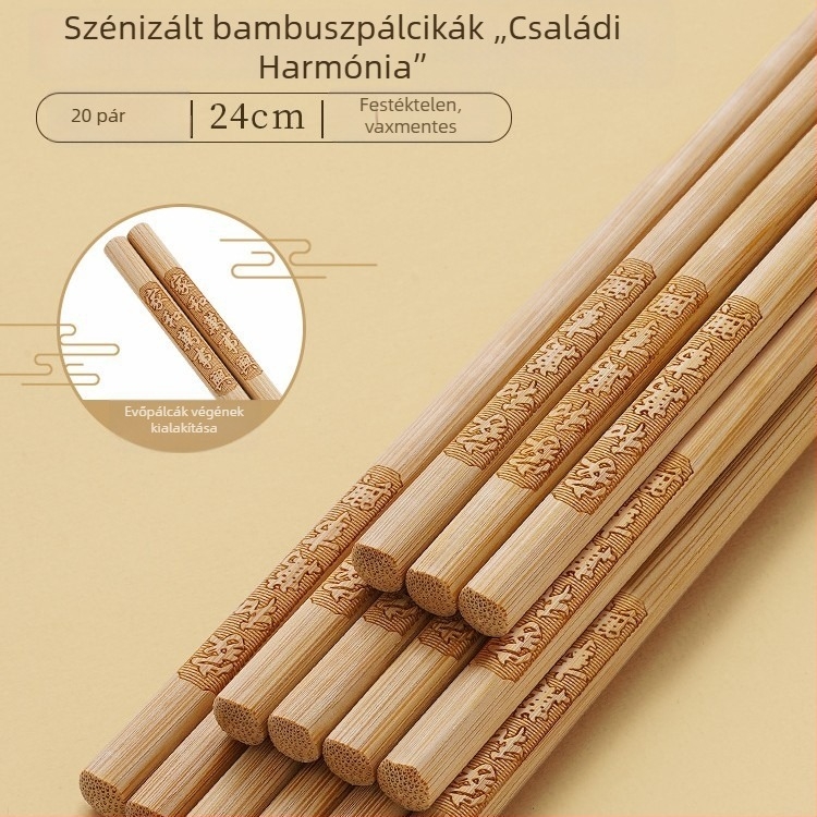 Természetes bambusz evőpálcikák, modern stílus, lakk és viasz nélkül, antibakteriális, csúszásmentes