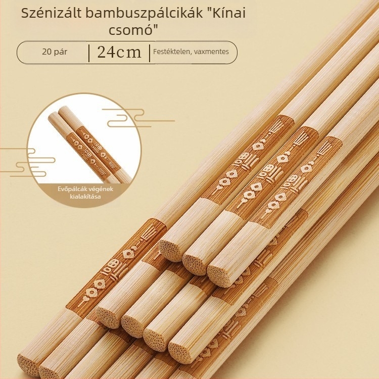 Természetes bambusz evőpálcikák, modern stílus, lakk és viasz nélkül, antibakteriális, csúszásmentes