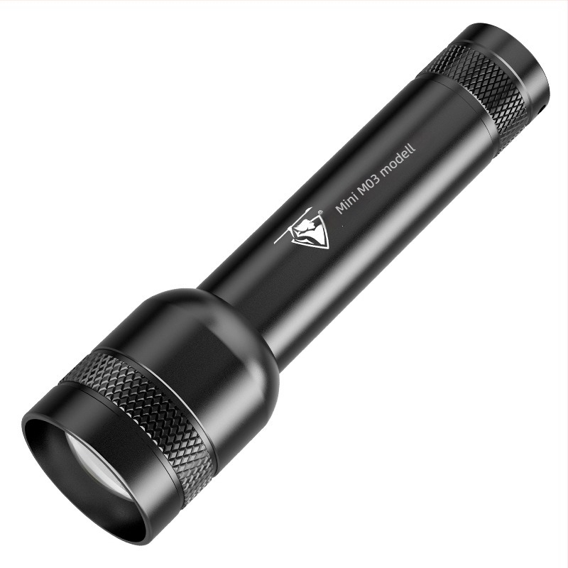 LED újratölthető zseblámpa optikai zoommal, 3W, 1200mAh, kézben hordozható és kompakt