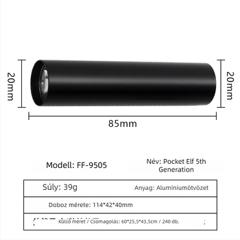 Mini töltethető kézi zseblámpa otthoni és kültéri használatra, 5W, 3,7V, 600 lm, IPX4, töltési idő 1–2 óra