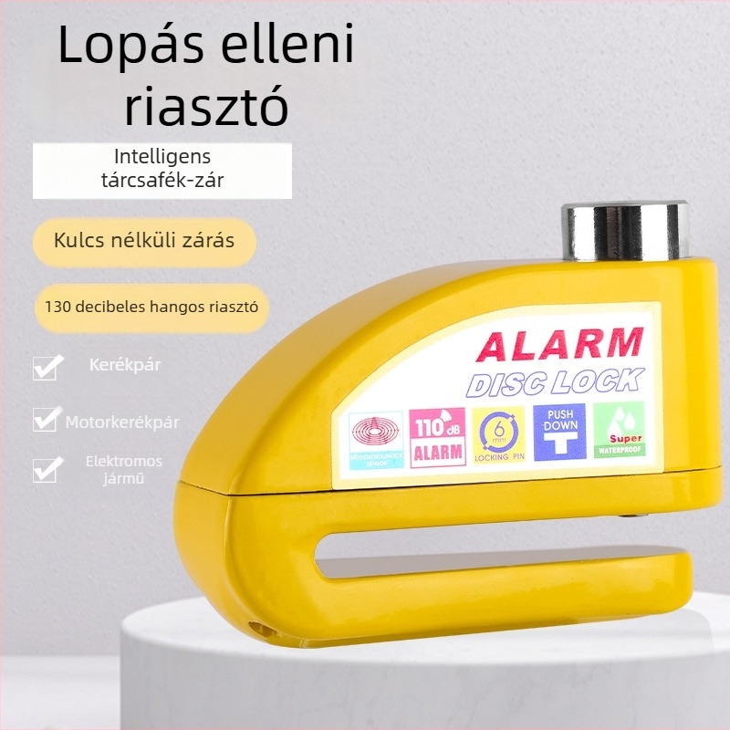 Kerékpár tárcsás zár riasztóval — Modell 9698, anyag: alumíniumötvözet, tömeg: 251 g, Márka: Kuyue/YUUISD, gyártási testreszabás elérhető