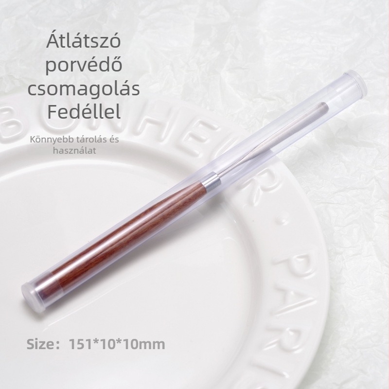 Japán-stílusú manikűr toll zselés körömlakk színkeverésére és kavaráshoz – fa fogantyú, 1 db, rövid fogantyú, ultra vékony, lapos hegy, hajlékony