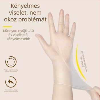 Egyszer használatos PVC olajálló kesztyűk, átlátszó, 0,08 mm vastagság, porálló védelem