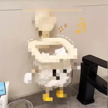 Fali vécépapírtartó szívó rögzítéssel, ABS műanyag, rajzfilmszerű mintával, átlátszó, modern minimalista stílus