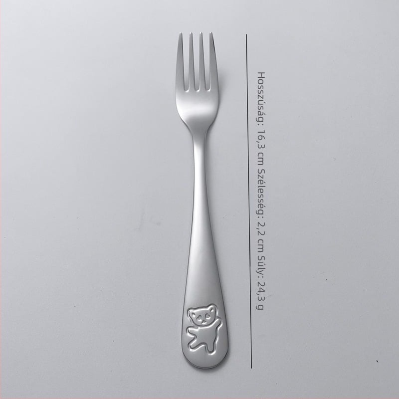 Gyerekeknek szánt evőeszköz készlet 304 rozsdamentes acélból, tükörfényes felület, egyszínű stílus, modern minimalist dizájn