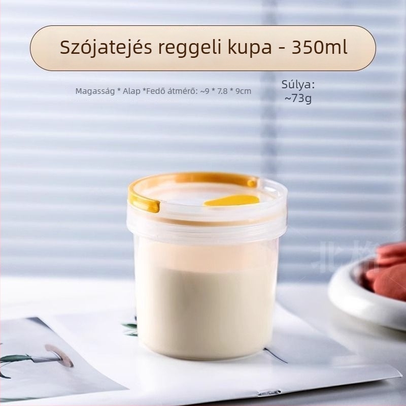 Műanyagból készült zárt pohár, kerek formájú, magas hőmérsékletnek ellenálló, mikrosütőbe tehető