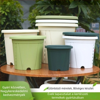 Gyantából készült virágtartó, lélegző kivitelben, deformációálló, korrózióálló, masszív és strapabíró, alkalmas asztalra vagy padlóra.