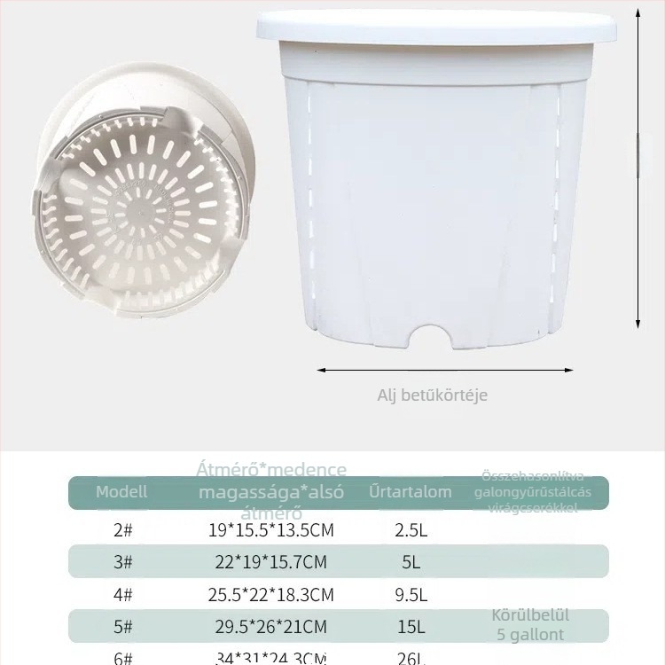 Gyantából készült virágtartó, lélegző kivitelben, deformációálló, korrózióálló, masszív és strapabíró, alkalmas asztalra vagy padlóra.
