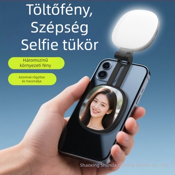 Mágneses telefonos szelfi világítás – mini összecsukható zseblámpa sminkeléshez, három színhőmérséklet, 5V/0,5A, kézben tartva, modell SD-K04 Pocket Light