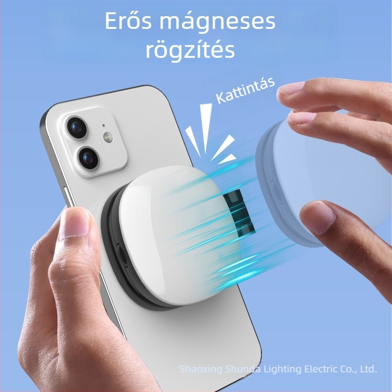 Mágneses telefonos szelfi világítás – mini összecsukható zseblámpa sminkeléshez, három színhőmérséklet, 5V/0,5A, kézben tartva, modell SD-K04 Pocket Light