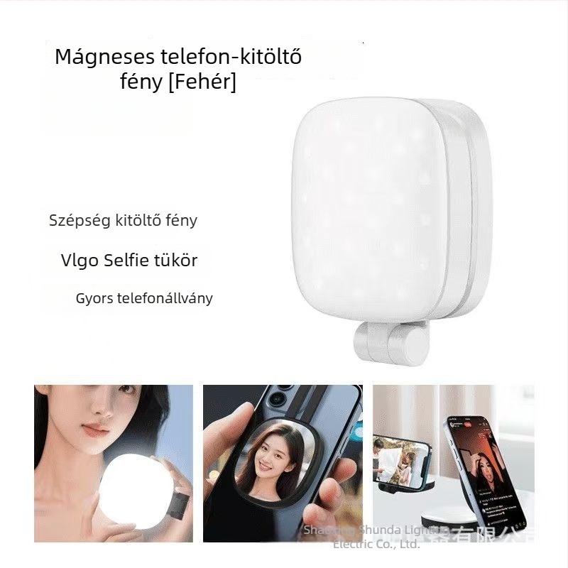 Mágneses telefonos szelfi világítás – mini összecsukható zseblámpa sminkeléshez, három színhőmérséklet, 5V/0,5A, kézben tartva, modell SD-K04 Pocket Light