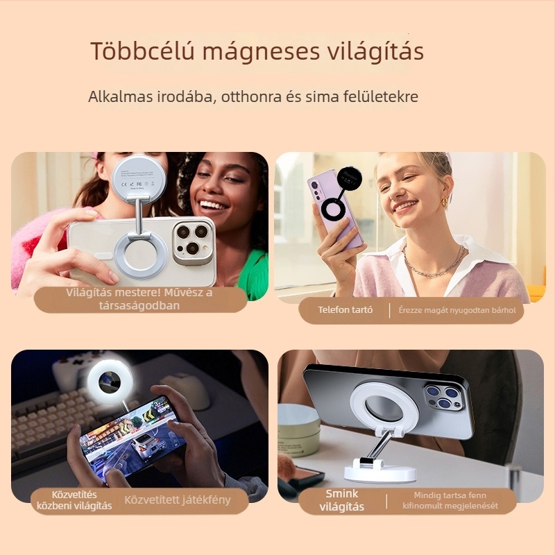 Összecsukható töltőfény, K3 modell, három színhőmérséklet, 10W alatt, 5V/1A
