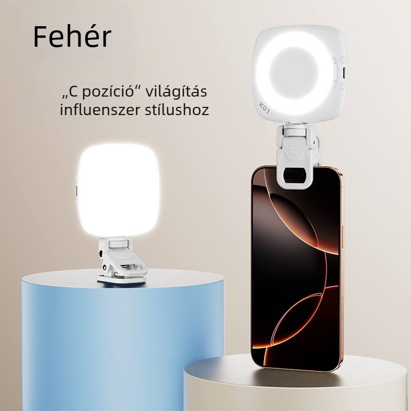 D6 Selfie Moonlight mini fény – Mobiltelefonhoz, kézi, három színhőmérséklet, 3.7V, kevesebb mint 10W