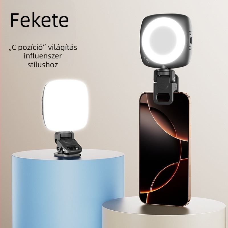D6 Selfie Moonlight mini fény – Mobiltelefonhoz, kézi, három színhőmérséklet, 3.7V, kevesebb mint 10W