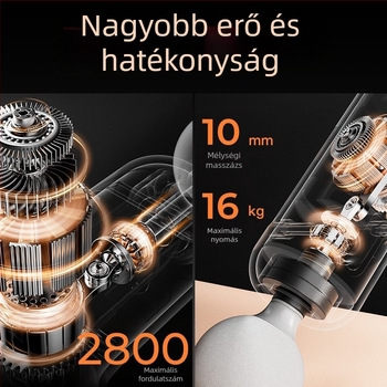 Mini hordozható fascia masszírozó, 4 fej, beépített 1200–2000 mAh akkumulátor, 3–6 óra működés, alacsony zaj 36–45 dB.