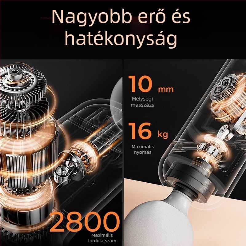 Mini hordozható fascia masszírozó, 4 fej, beépített 1200–2000 mAh akkumulátor, 3–6 óra működés, alacsony zaj 36–45 dB.