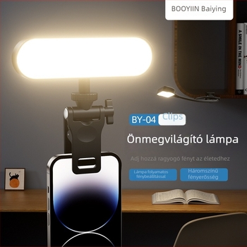 BY04 LED töltőfény számítógéphez — Színhőmérséklet 2500K–9900K, 5V, teljesítmény 10W alatt, beépített 1200mAh akkumulátor