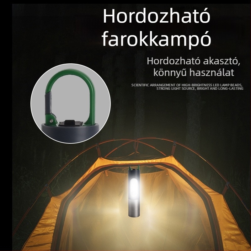 LED elemlámpa alumínium ötvözet testtel, újratölthető, 5W, 1500mAh, hatótáv 100-200 m, többfunkciós, túltöltés elleni védelem