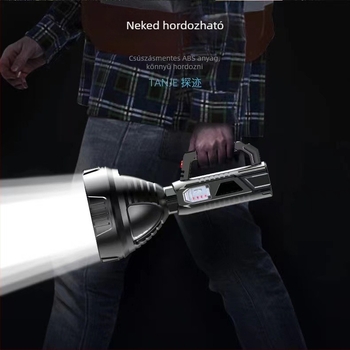 LED kézi zseblámpa USB újratölthető, 10W, 1500 mAh, hatótáv 100–200 m