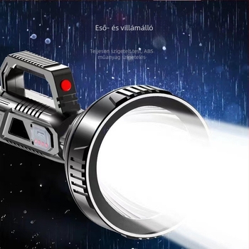 LED kézi zseblámpa USB újratölthető, 10W, 1500 mAh, hatótáv 100–200 m
