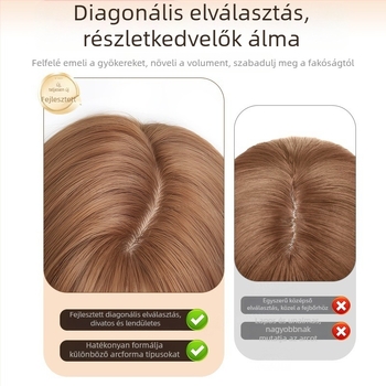 Természetes stílusú paróka, hosszú egyenes haj és ferde frufru, magas hőálló szálú műszál, modell 8484