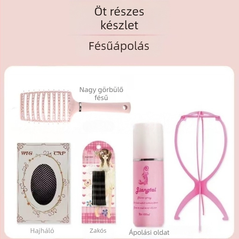 Természetes stílusú paróka, hosszú egyenes haj és ferde frufru, magas hőálló szálú műszál, modell 8484