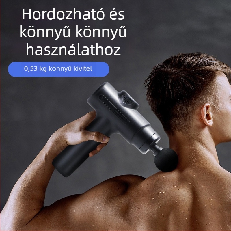 Kézi masszázspisztoly (kefés motor, 5+ sebességfokozat, beépített akkumulátor, alacsony zajszint 36 dB alatt)