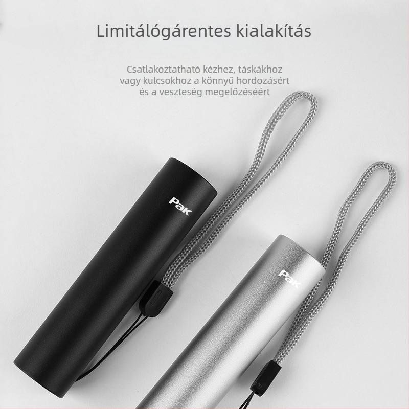 Hordozható LED elemlámpa, test alumíniumötvözet, tölthető, ultra vékony, túltöltés elleni védelem