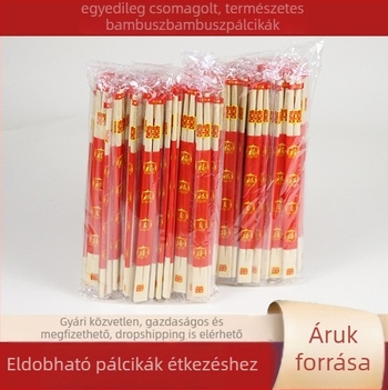 Egyszer használatos bambusz chopstick készlet leveskanállal – élelmiszer-biztonságos, négy darabos, mikrohullámú sütőben is használható