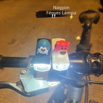 Első kerékpár világítás éjszakai tekeréshez — aranyos karikatúra dizájn, hegyi út kompatibil (Modell: ltao1025187043; Típus: első kerékpár világítás; Alkalmazás: éjszakai vezetés; Funkció: riasztó fény)