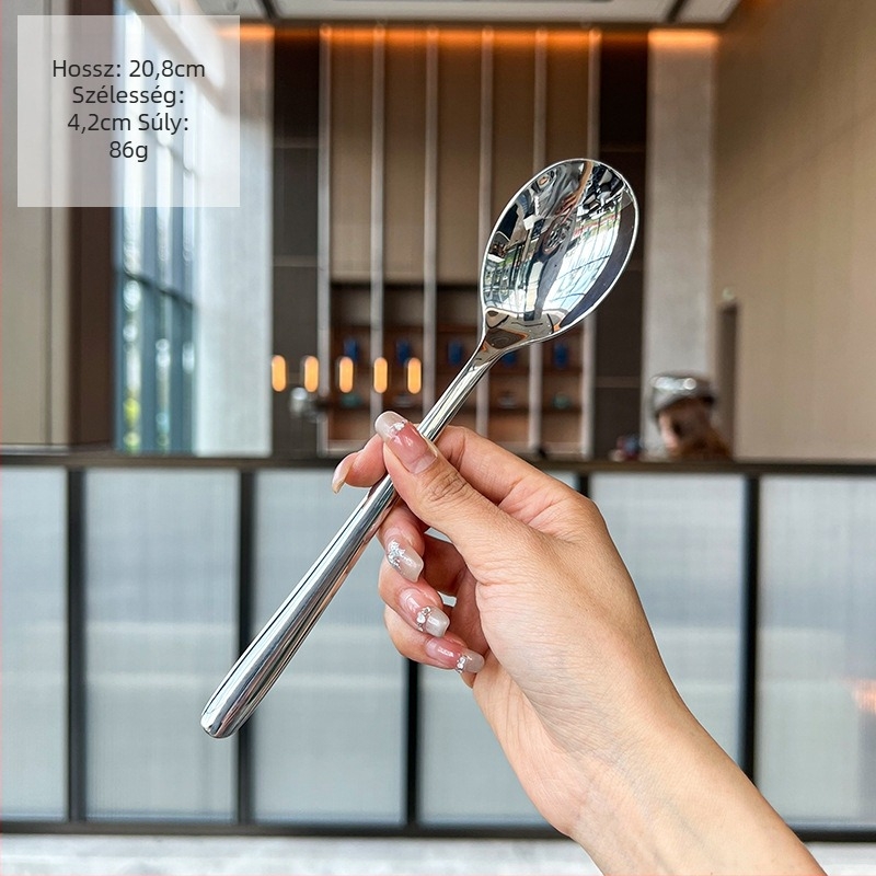 316 rozsdamentes acélból készült kerek fejű kanál készlet, tükörfelület, modern minimalist stílus, modell C284D