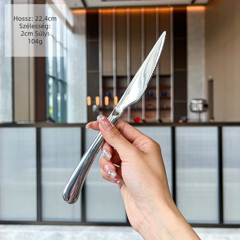 316 rozsdamentes acélból készült kerek fejű kanál készlet, tükörfelület, modern minimalist stílus, modell C284D