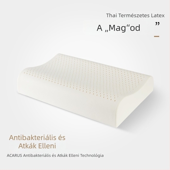 Természetes latex párna hullámos formával nyaki alvásra, latex tartalom >90%, tömege 2–3 kg, testreszabható feldolgozás