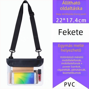 Vízhatlan telefontáska crossbody – kültéri PVC, nagy kapacitás, átlátszó érintőképernyő