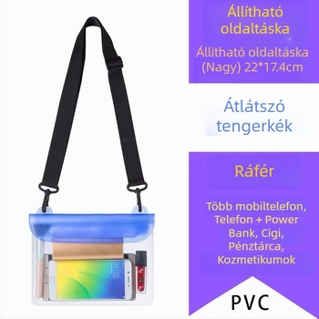 Vízhatlan telefontáska crossbody – kültéri PVC, nagy kapacitás, átlátszó érintőképernyő