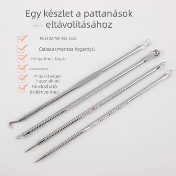 Rozsdamentes acélból készült mitesszer-eltávolító készlet, 4 darabos, modell H091, márka Super Shitong