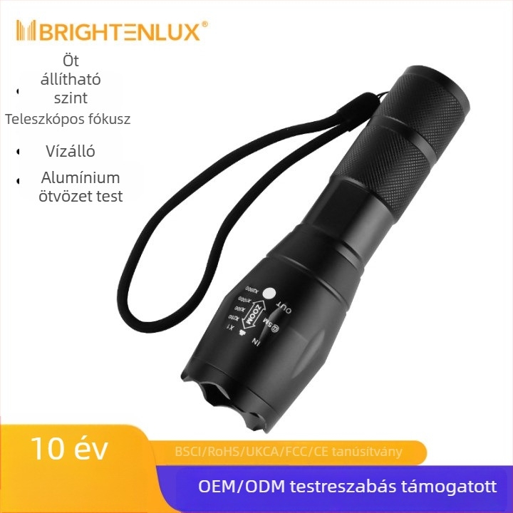 LED kézi zseblámpa vízálló zoom funkcióval, többfunkciós a kültéri és búvárkodás számára, 10W, akkumulátor: 3xAAA vagy 1x18650