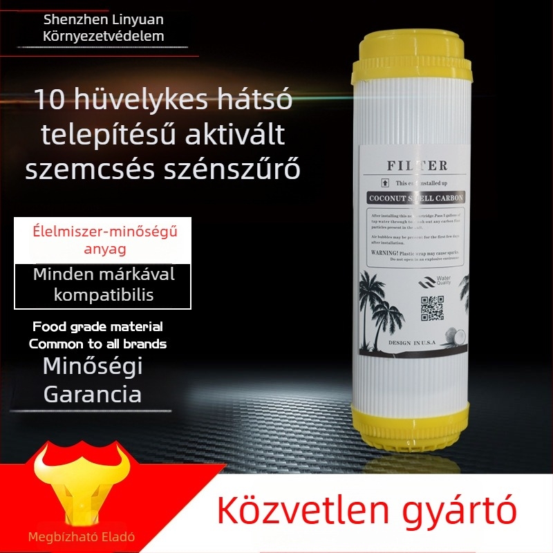 Vízpuhító szűrőelem ABS házzal, savval tisztított granulált aktív szén, jódérték 1200, univerzális kiegészítő vízpurifikátorokhoz