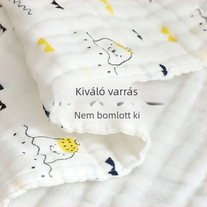 Babáknak való géz négyszögletes törölköző, 40-count pamut, kefés fonallal, 25 g, minta: állatok és virágok