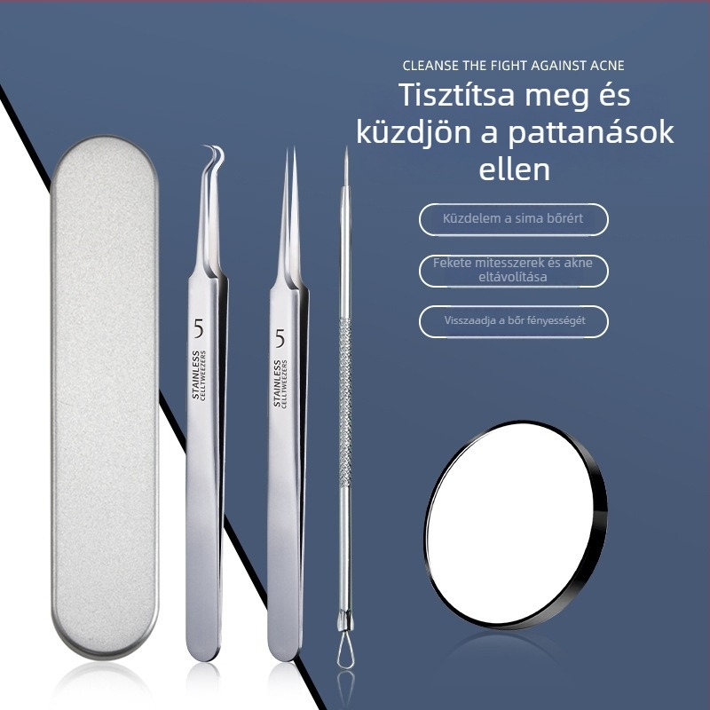 Pattanás tű + sejtszipesz – rozsdamentes acélból, kettős funkciójú comedo kivonó, általános használatra